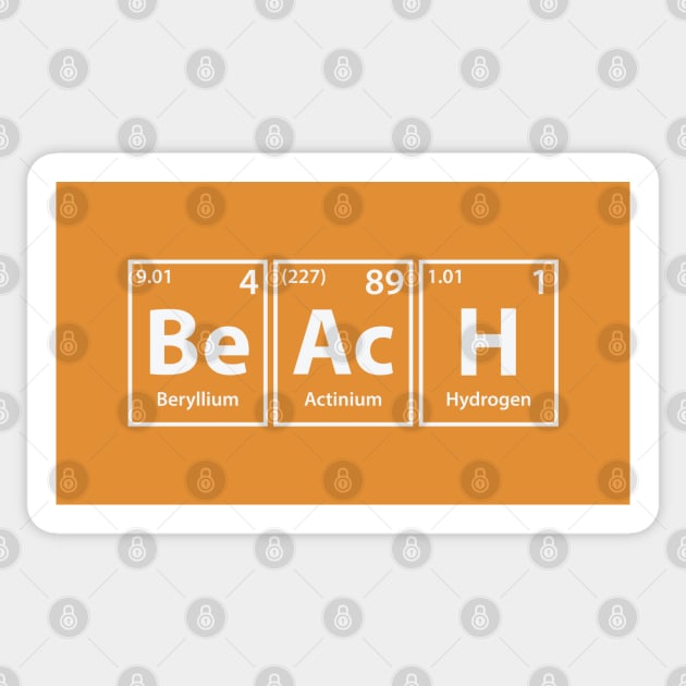 Beach (Be-Ac-H) Periodic Elements Spelling Sticker by cerebrands